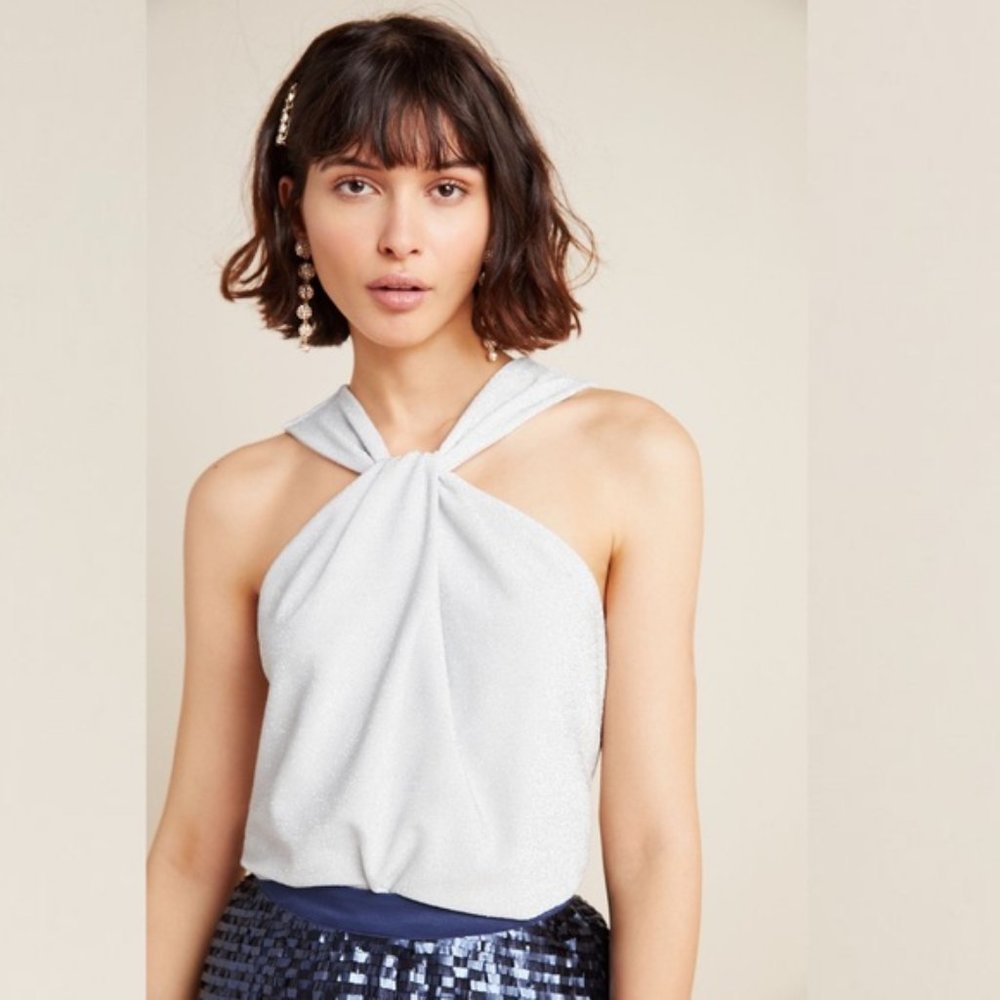 Anthropologie Ro&De Velma Twist Neck Halter Top L